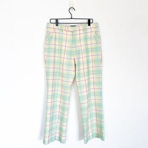 IJP Ian Poulter Design Men’s Yellow Blue Wool Blend Spring Pastel Plaid Golf Pan